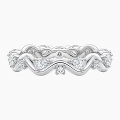 Ondélisse Pear & Round Moissanite Wave Eternity Band