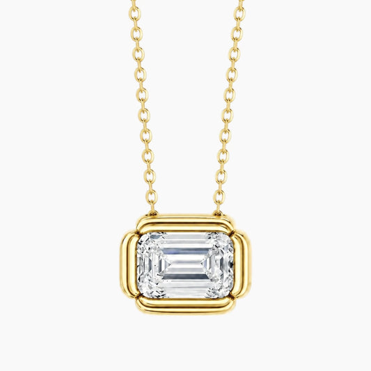 Fiorenne 3 Carat Emerald-Cut Moissanite Blossom Pendant Necklace