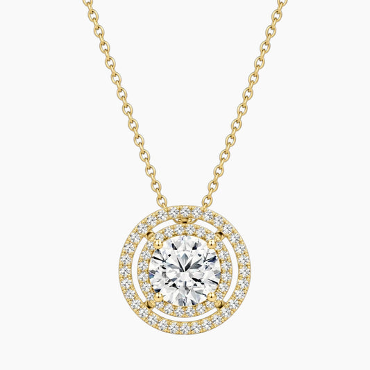 Aurélisse 1 Carat Round Moissanite Double Halo Necklace