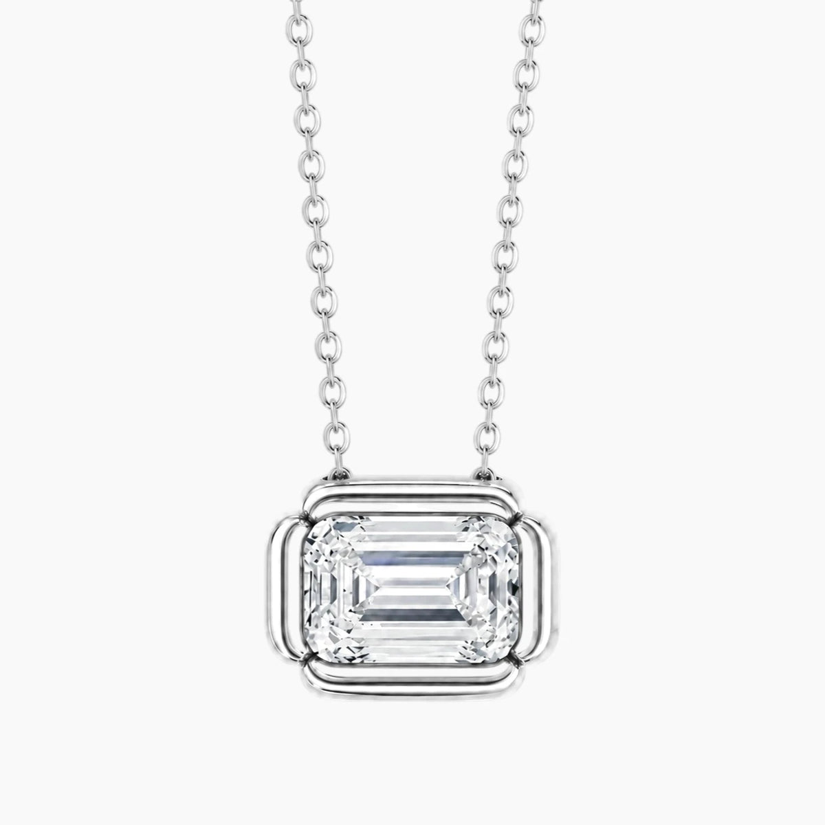 Fiorenne 3 Carat Emerald-Cut Moissanite Blossom Pendant Necklace