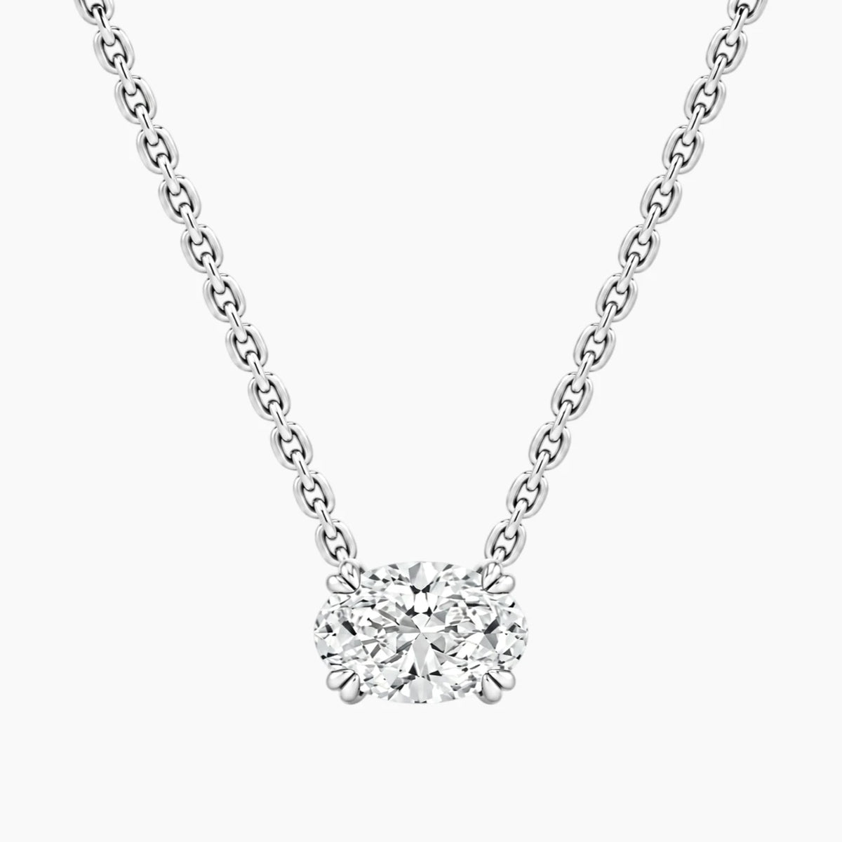 Éverelle 1 Carat Oval Double-Claw Moissanite Pendant Necklace