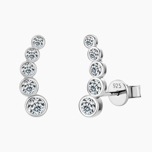 5 Stones Moissanite Stud Earrings