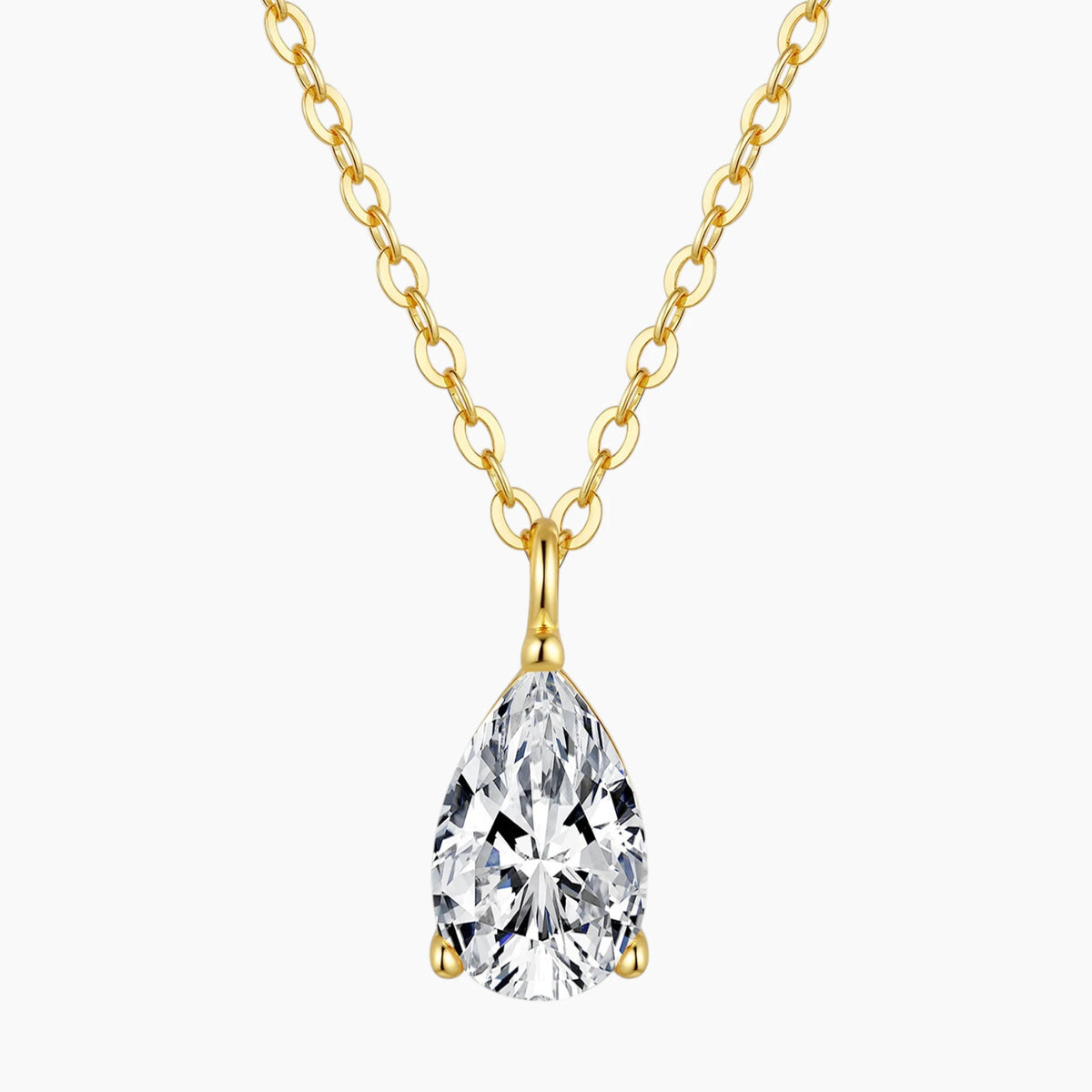 Brilliant Teardrop Moissanite Gold Solitaire Necklace