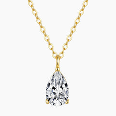 Brilliant Teardrop Moissanite Gold Solitaire Necklace