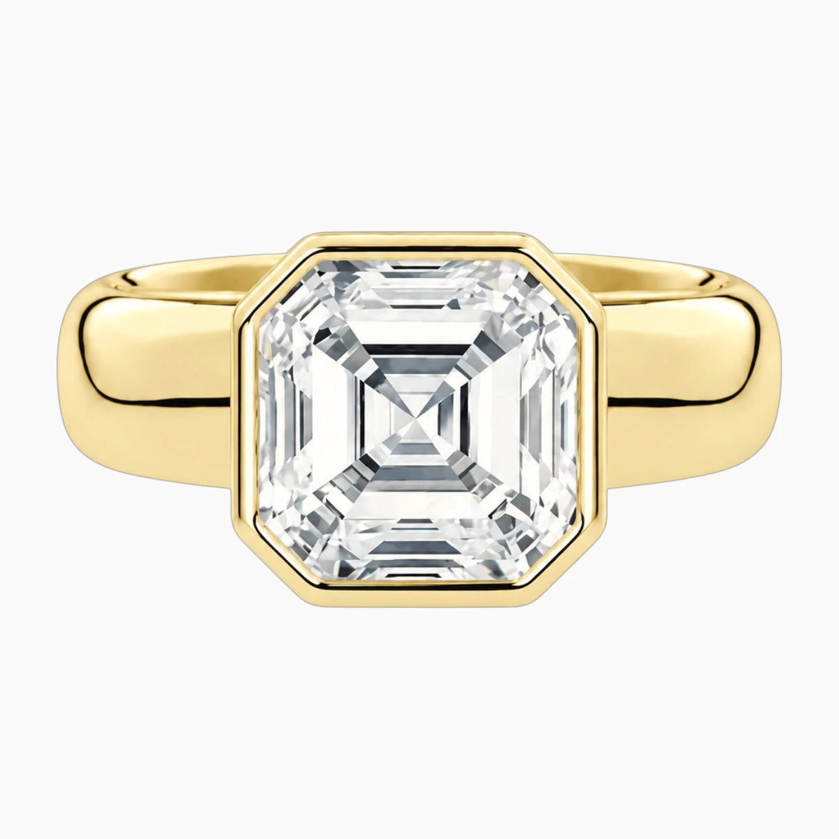 Avrelle 2 Carat Asscher Chunky Bezel Moissanite Ring