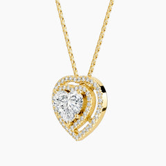 Aurélisse 1 Carat Heart Moissanite Double Halo Necklace