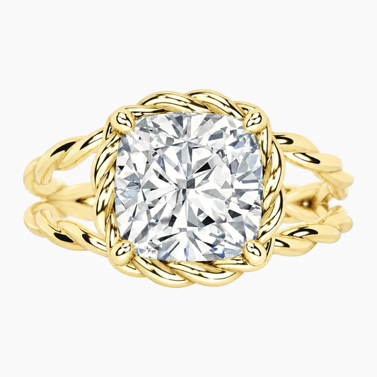 Tressa 3.5 Carat Square Cushion Moissanite Twisted Rope Ring