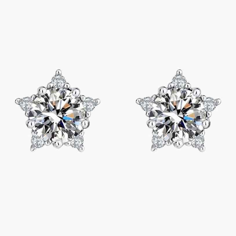 Star Moissanite Stud Earrings