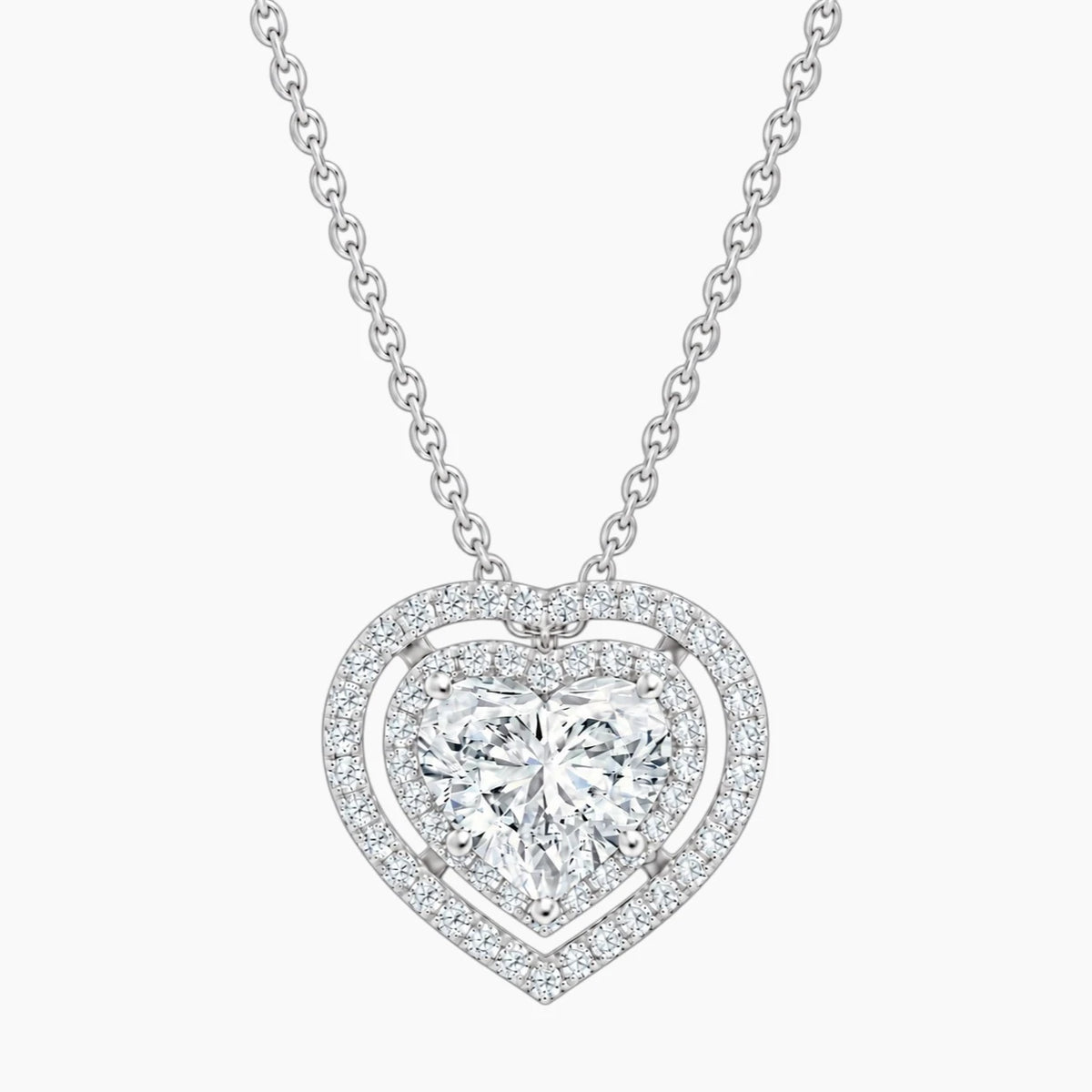 Aurélisse 1 Carat Heart Moissanite Double Halo Necklace