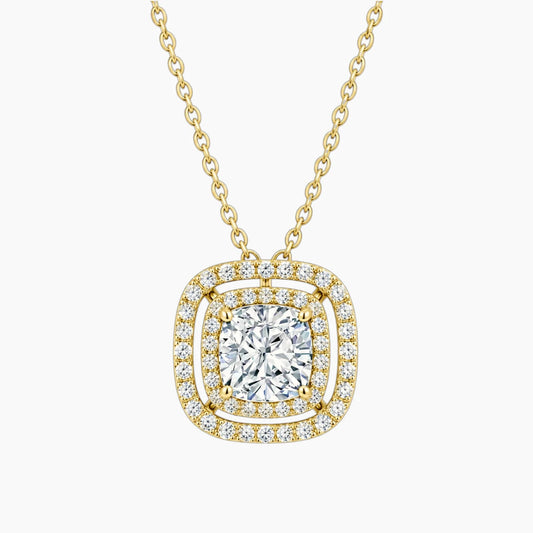 Aurélisse 1 Carat Square Cushion Moissanite Double Halo Necklace