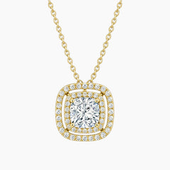 Aurélisse 1 Carat Square Cushion Moissanite Double Halo Necklace