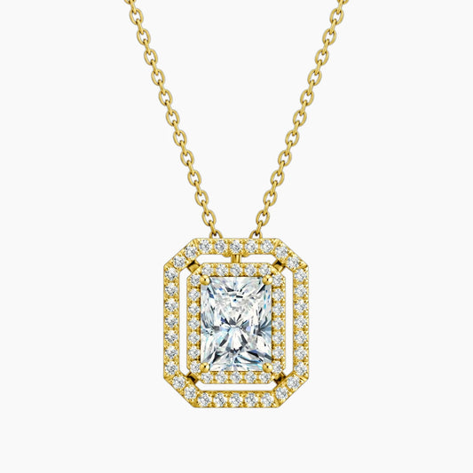Aurélisse 1 Carat Radiant Moissanite Double Halo Necklace