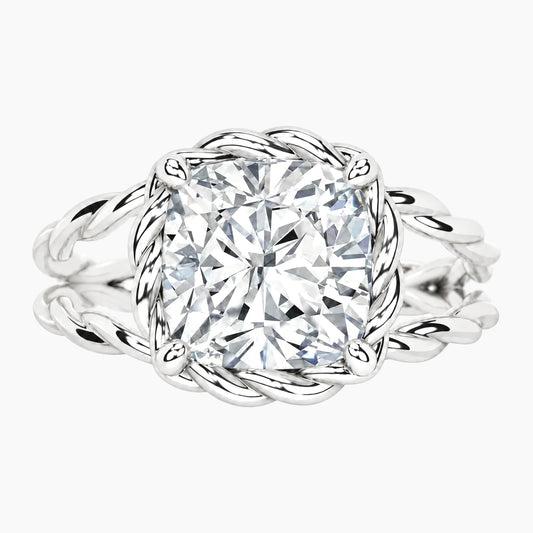 Tressa 3.5 Carat Square Cushion Moissanite Twisted Rope Ring