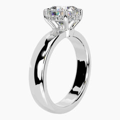 Aveline Round Cut Hidden Halo Moissanite Ring with 3.5mm Band