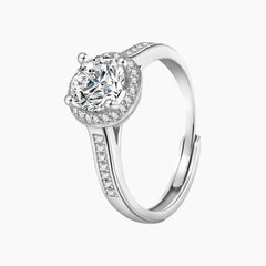 The Radiant Halo Round Moissanite Ring