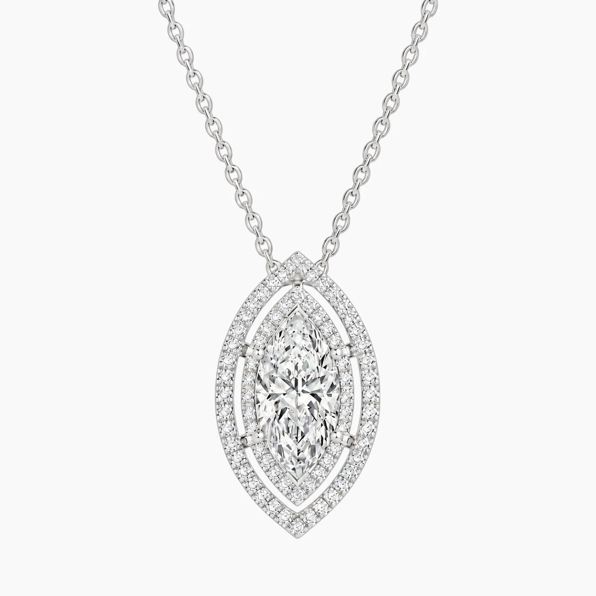 Aurélisse 1 Carat Marquise Moissanite Double Halo Necklace
