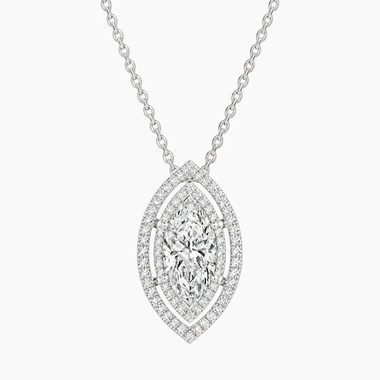 Aurélisse 1 Carat Marquise Moissanite Double Halo Necklace