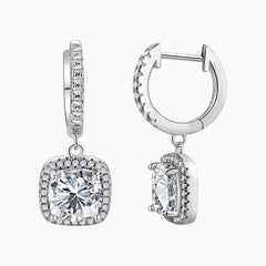 Square Moissanite Drop Earrings