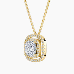 Aurélisse 1 Carat Square Cushion Moissanite Double Halo Necklace