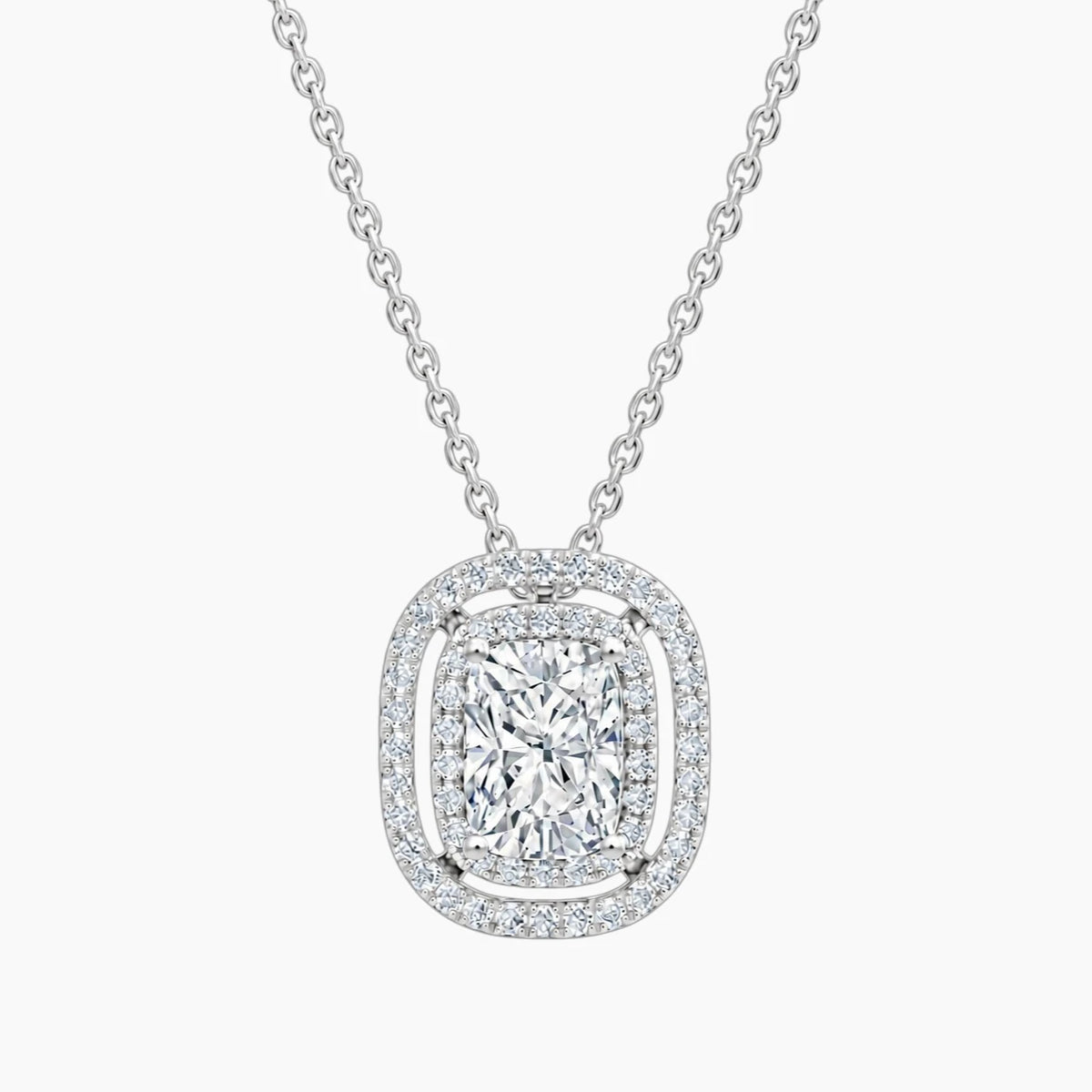 Aurélisse 1 Carat Elongated Cushion Moissanite Double Halo Necklace