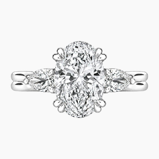 Vaelora 3 Carat Oval Three-Stone Double Band Moissanite Ring