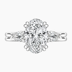 Vaelora 3 Carat Oval Three-Stone Double Band Moissanite Ring