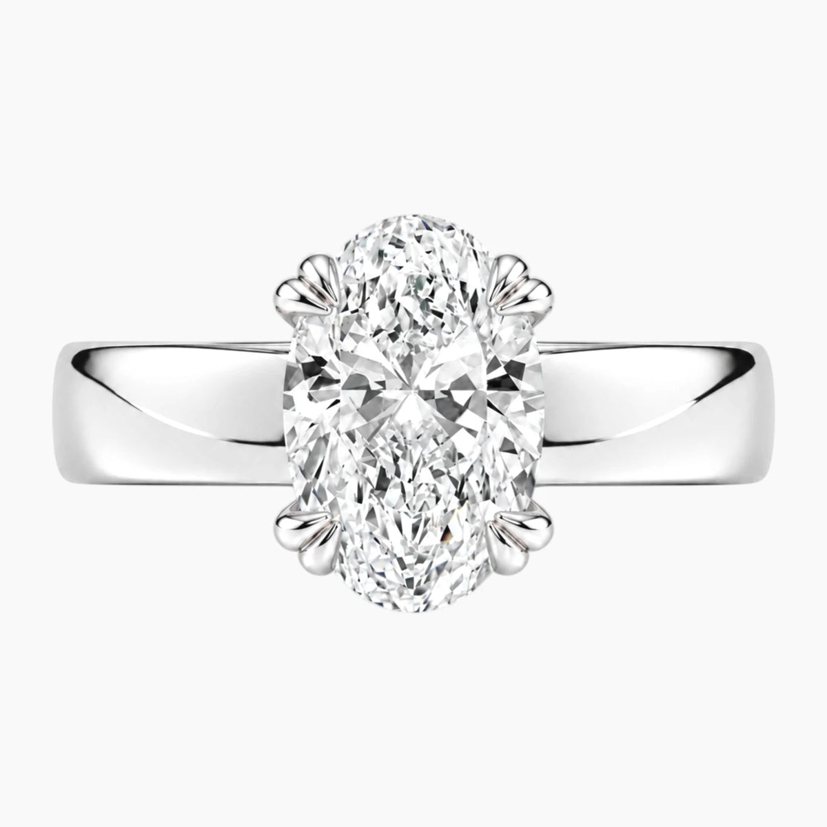 Veyra 3 Carat Oval Double-Claw Wide Band Moissanite Ring