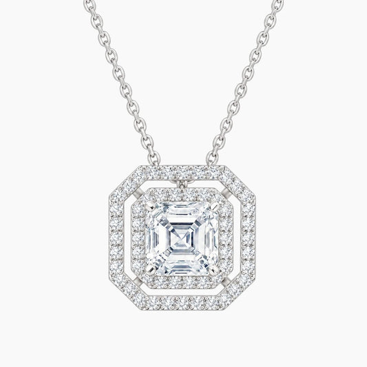 Aurélisse 1 Carat Asscher Moissanite Double Halo Necklace