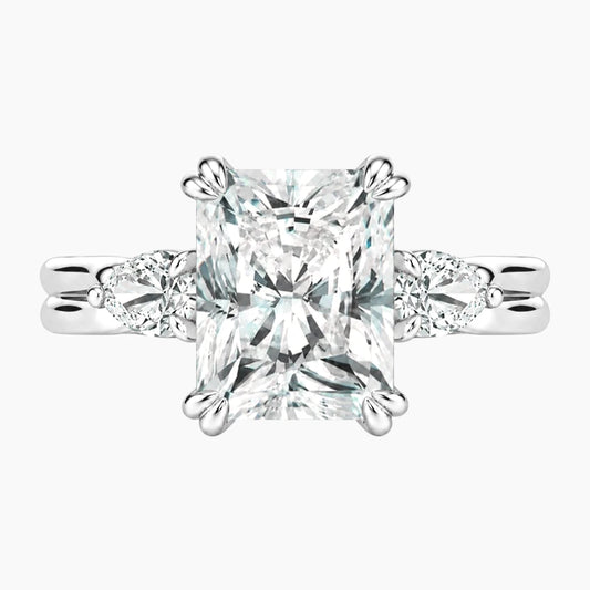 Vaelora 3 Carat Radiant Three-Stone Double Band Moissanite Ring