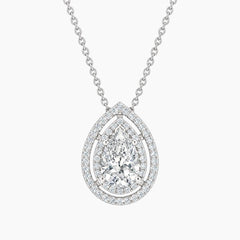 Aurélisse 1 Carat Pear Moissanite Double Halo Necklace