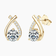 Fishtail Design Moissanite Stud Earrings