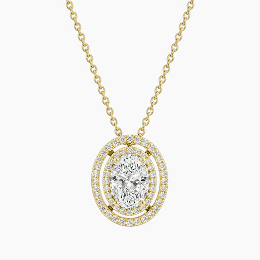 Aurélisse 1.5 Carat Oval Moissanite Double Halo Necklace