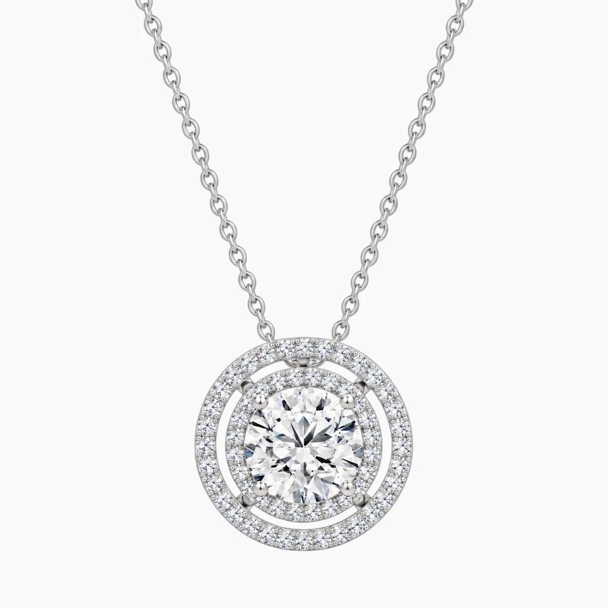 Aurélisse 1 Carat Round Moissanite Double Halo Necklace