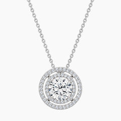 Aurélisse 1 Carat Round Moissanite Double Halo Necklace