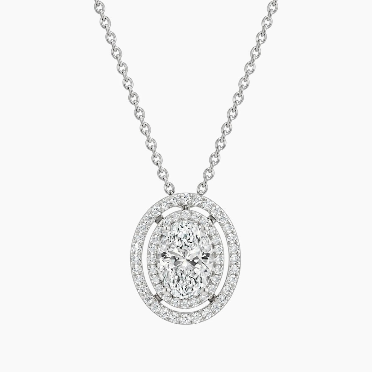 Aurélisse 1.5 Carat Oval Moissanite Double Halo Necklace