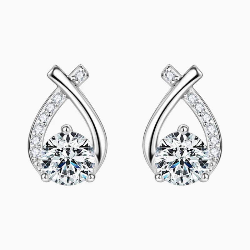 Fishtail Design Moissanite Stud Earrings