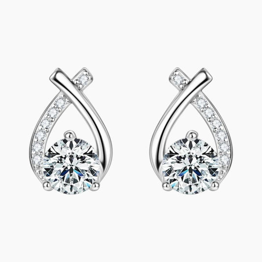 Fishtail Design Moissanite Stud Earrings