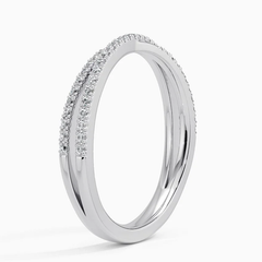 Elegant moissanite pavé band ring in white gold, minimalist and sparkling fine jewelry