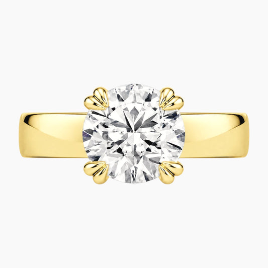 Veyra 3 Carat Round Double-Claw Wide Band Moissanite Ring