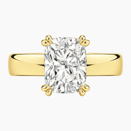 Veyra 3 Carat Elongated Cushion Double-Claw Wide Band Moissanite Ring