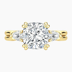 Vaelora 3 Carat Cushion Three-Stone Double Band Moissanite Ring