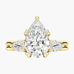 Vaelora 3 Carat Pear Three-Stone Double Band Moissanite Ring