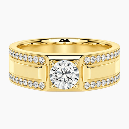 Édrien Round Moissanite Pavé Wide Band Ring