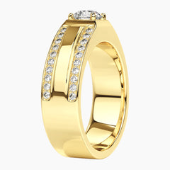 Édrien Round Moissanite Pavé Wide Band Ring