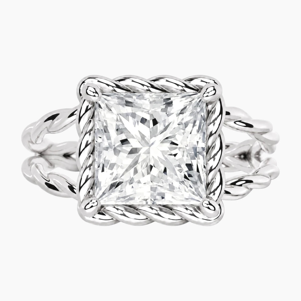 Tressa 4 Carat Princess Moissanite Twisted Rope Ring