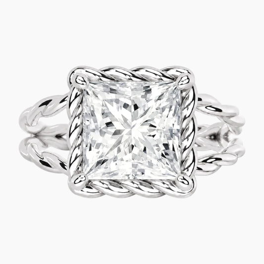 Tressa 4 Carat Princess Moissanite Twisted Rope Ring