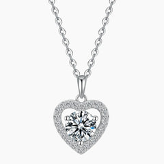 Luxurious 1ct Heart Cut Moissanite Halo Necklace