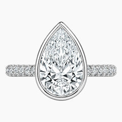 Aurelia Vintage Bezel Pear Moissanite Pavé Band Ring