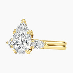 Vaelora 3 Carat Pear Three-Stone Double Band Moissanite Ring