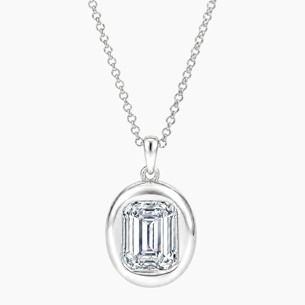 Vélora 4 Carat Emerald-Cut Moissanite Bold Bezel Necklace